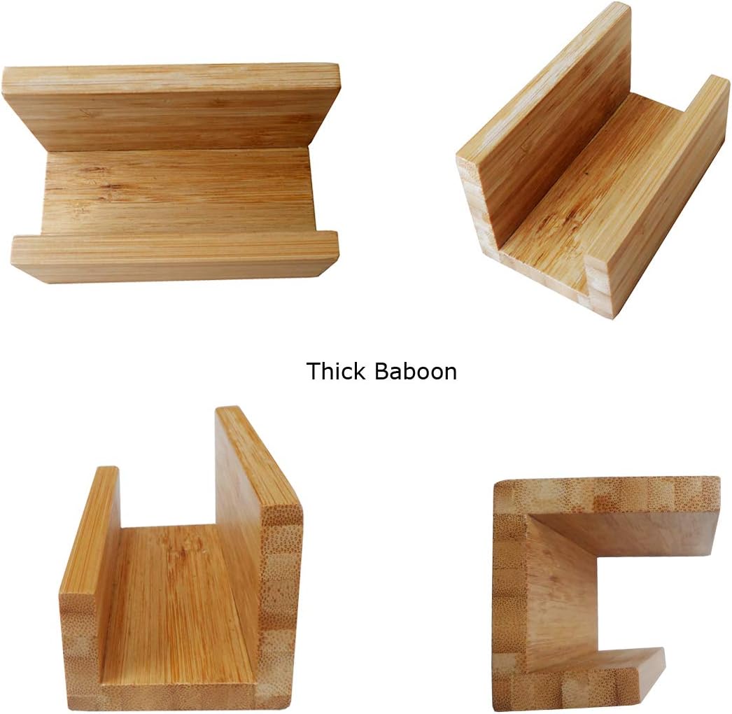 enyuwlcm 1 Pack Bamboo Wood Desktop Business Card Holder for Desk Sturdy Business Card Display Stand for Office Suitable for Men Women