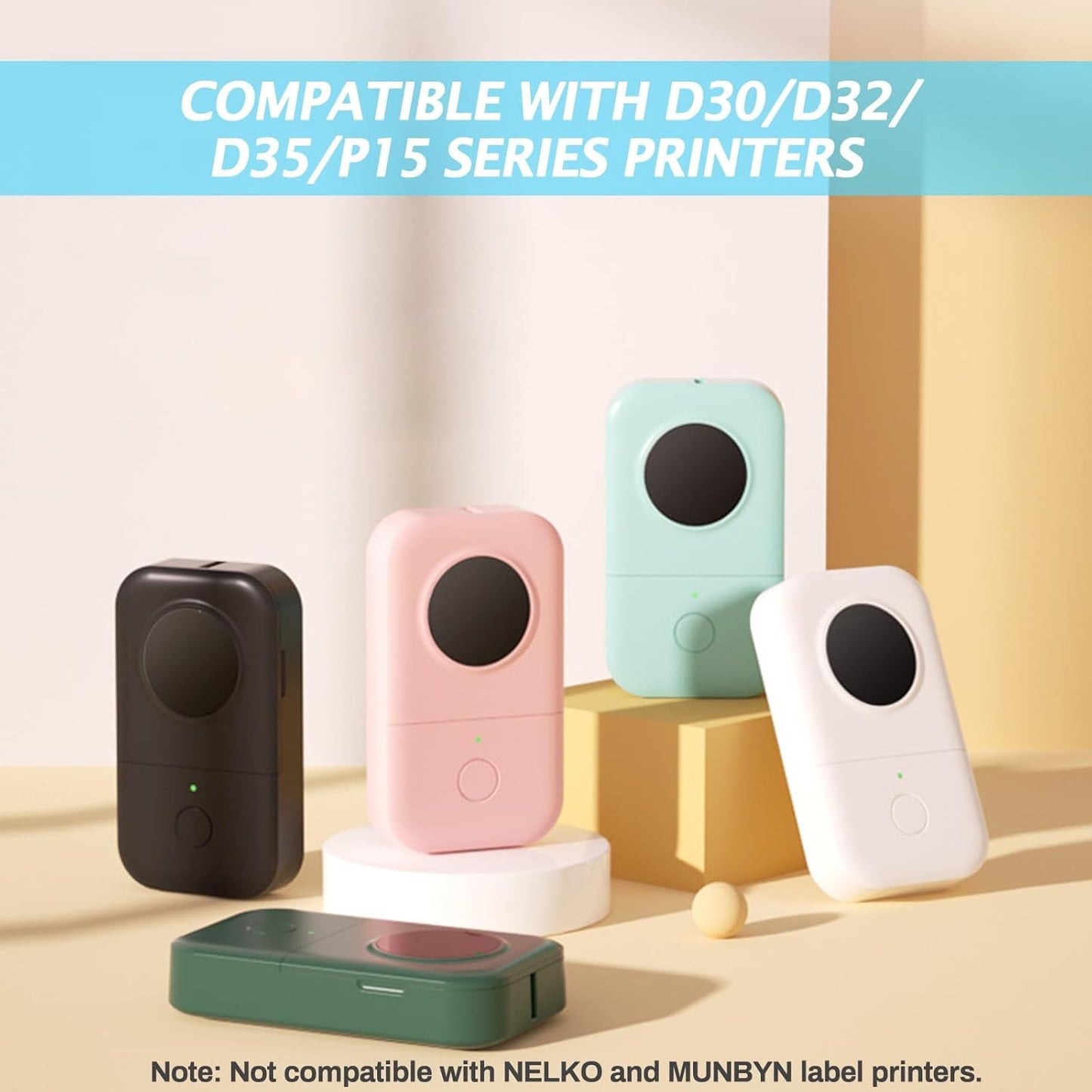 1600 Pcs MIARALA Colored D30 Label Tape, Label Maker Tape-12mm×40mm(0.47"x1.57") Sticker Thermal Paper Self-Adhesive Label Tape for D30 Printer 10 Rolls