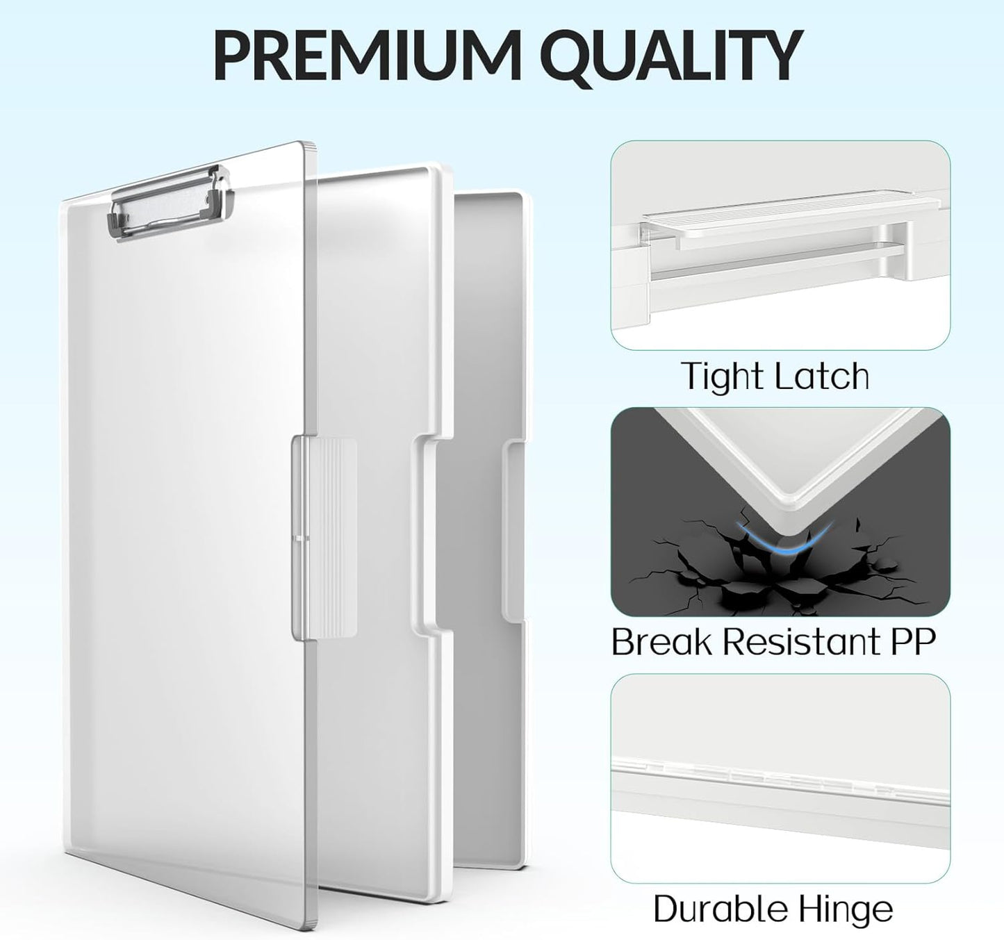 Sooez Clipboard with Storage, Heavy Duty Cleaview Clip Boards 8.5x11 with Dual Storage, Dry Erase Plastic Nursing Clipboard, High Capacity Clipboards Folder for Teacher Nurse, School & Office Supplies