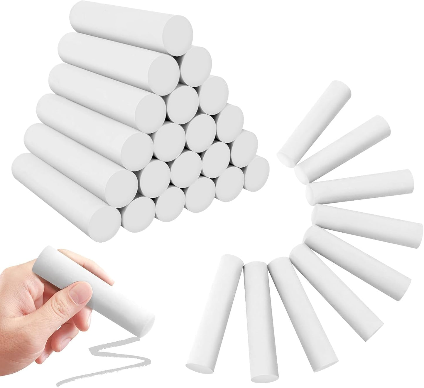 50 Pack White Chalk, Washable Sidewalk Chalks for Kids Non-Toxic Jumbo Chalk for Outdoor Art Play, Colored Chalk for Painting on Chalkboard, Blackboard and Playground(White)