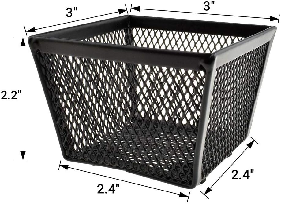 HAHIYO Stackable Paper Clip Mesh Holder cup 2.2" Height 2 Pack Black Sturdy PaperClip Holder Container for Desk Drawer Organizer Collection for Home Office School Soft Foam Feet No Sharp Edges