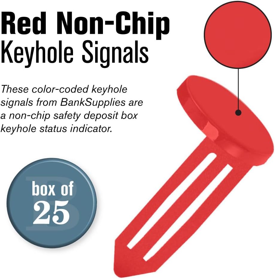 BankSupplies Keyhole Signals - Red Officially Sealed by Court or Bank Order Signal - Box of 25 - Non-Chip - Reusable & Long-Lasting - At-a-Glance Organization - Color Coded Plugs