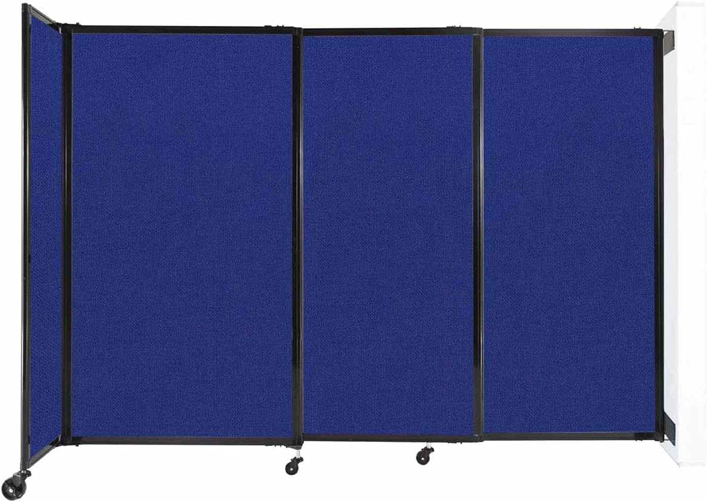 Wall-Mounted Sliding StraightWall Room Divider | Adjustable Widths | Locking Wheels | Room Separator | Up to 7'2" Wide x 5' Tall Royal Blue Fabric Panels