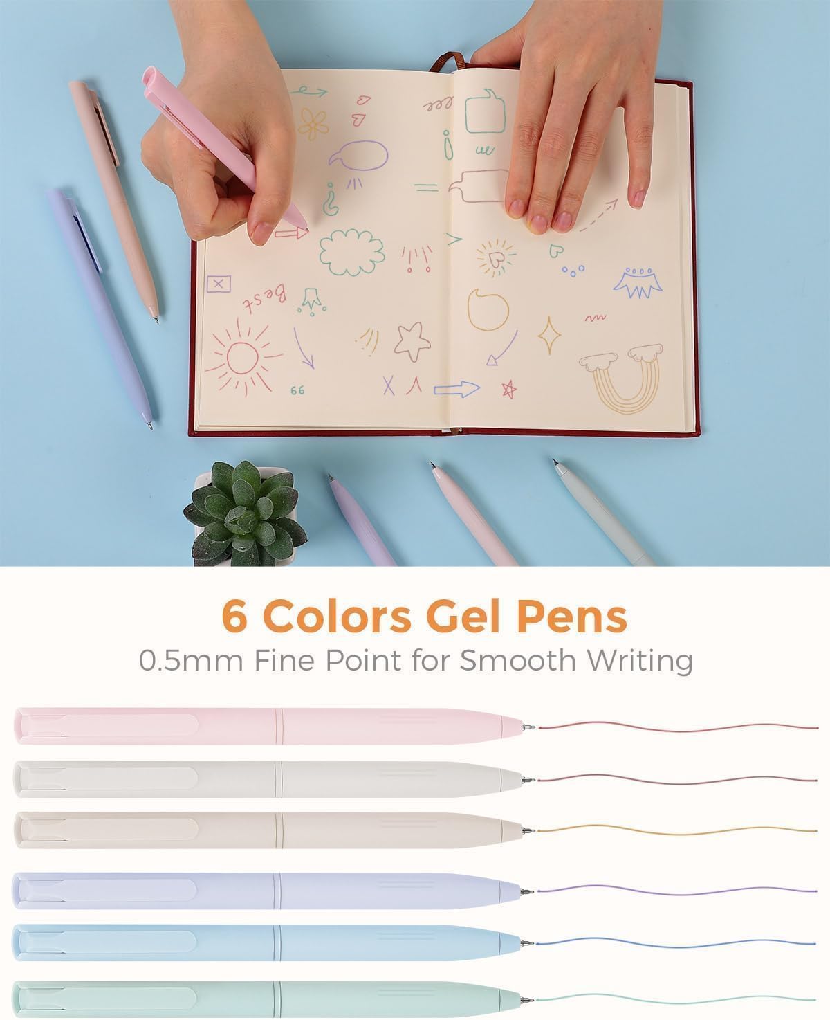 SKYDUE Cute School Supplies 44 PCS, Aesthetic Pencil Case with 12 Pastel Highlighters, 5 Black Gel Pens, 6 Color Gel Pens & Mechanical Pencils, College Essentials Students Stationary Set Pink