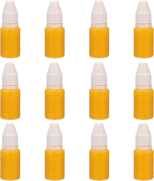 PATIKIL 0.33oz Refill Ink for Stamps and Ink Pads, 12Pcs 10ml Stamp Pad Ink Refill for Office Stamp Self Inking Stamp Date Stamp Scrapbooking, Gold Yellow