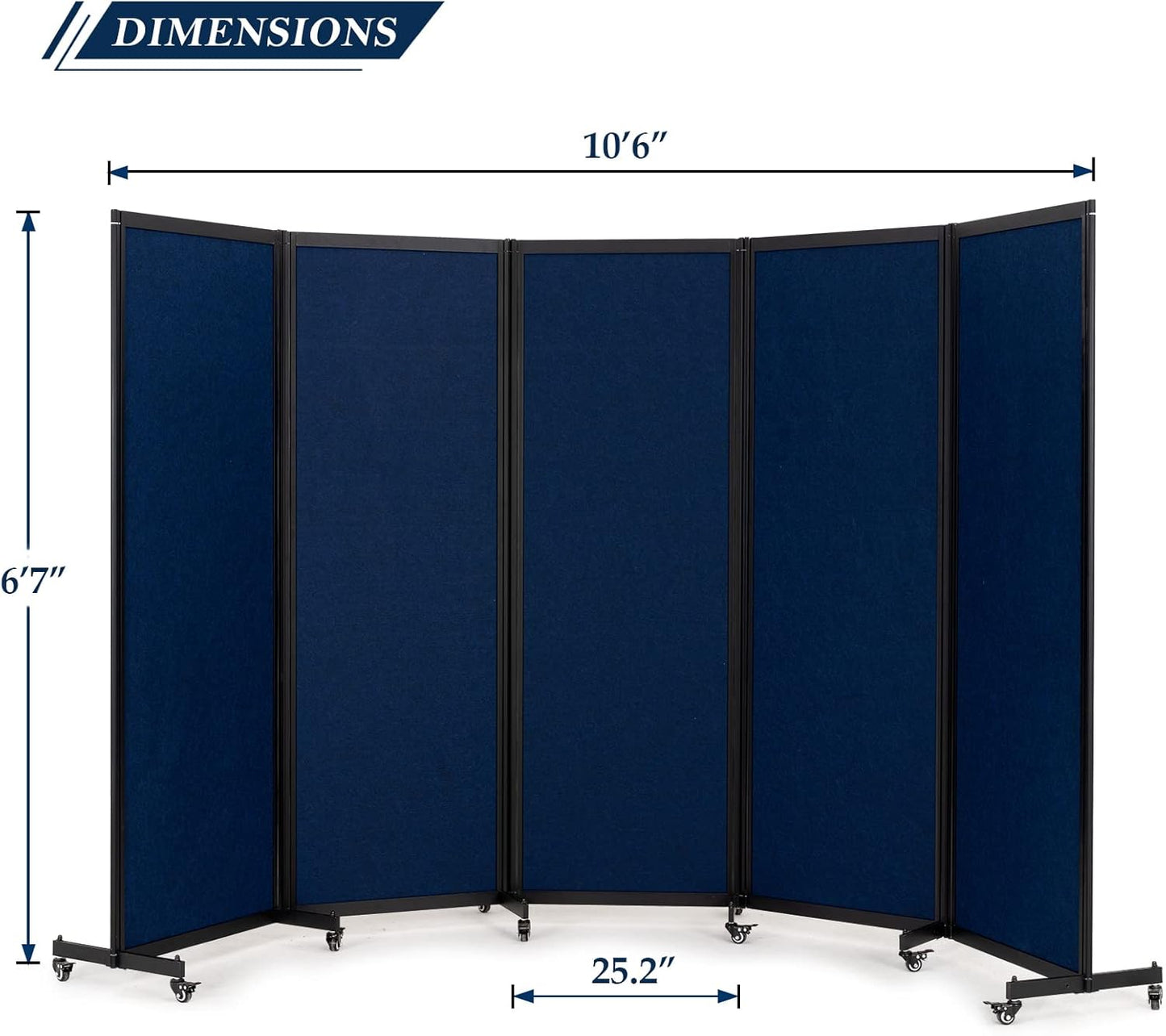 Room Partition,Office Divider,Portable Commercial Screen Dividers,Privacy Partition Separator,Classroom School Dividers, 10'6"L* 6'7"H,5 Panel,Blue