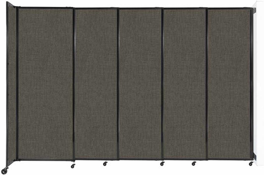 Wall-Mounted Sliding StraightWall Room Divider | Adjustable Widths | Locking Wheels | Room Separator | Up to 11'3" Wide x 7'6" Tall Mocha Fabric Panels