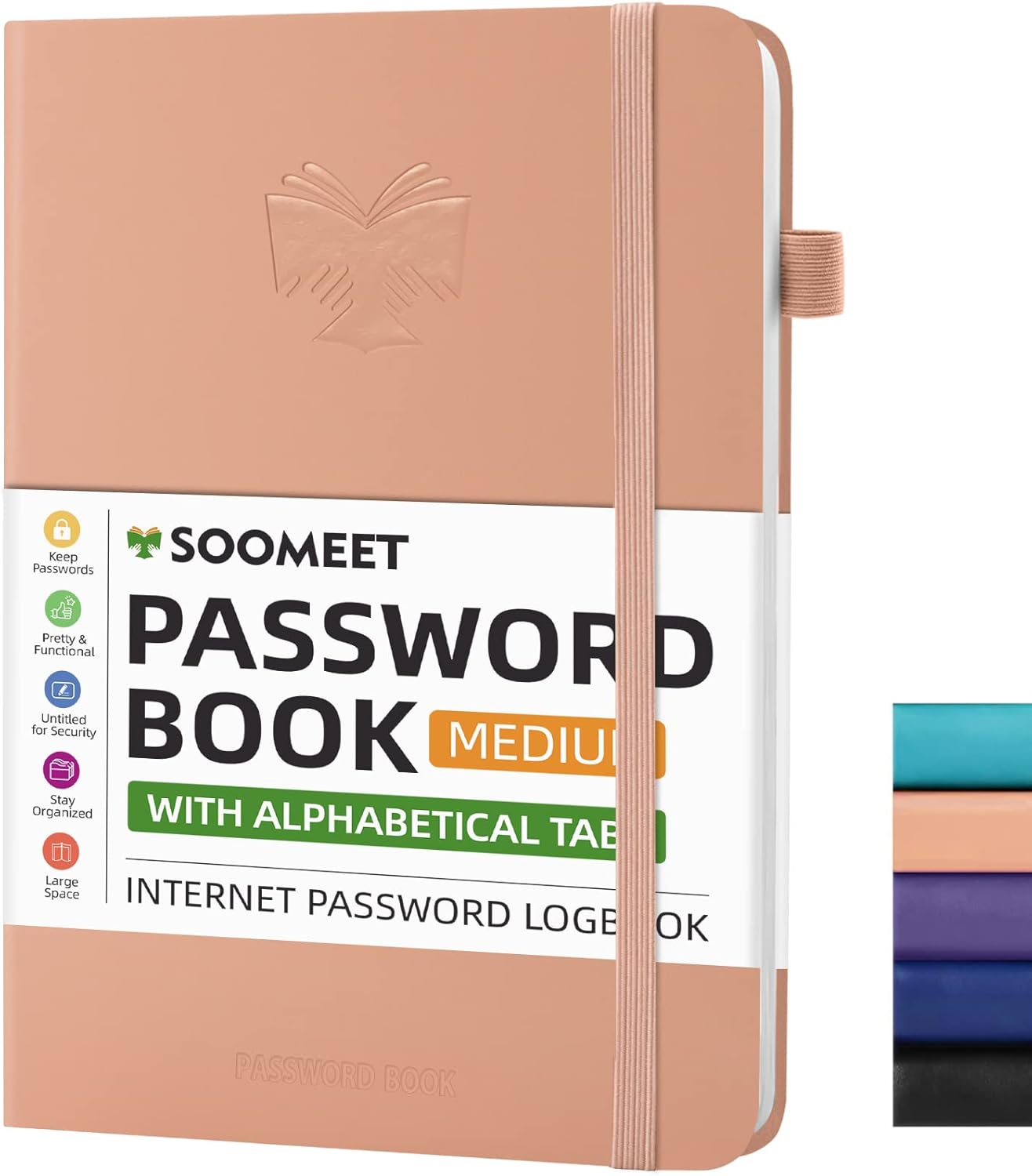 Password Book with Alphabetical Tabs, Internet Address and Password Keeper, A5 Size 8.3"x6" Password Notebook for Saving Internet Login, Username, Password Organizer for Computer & Website