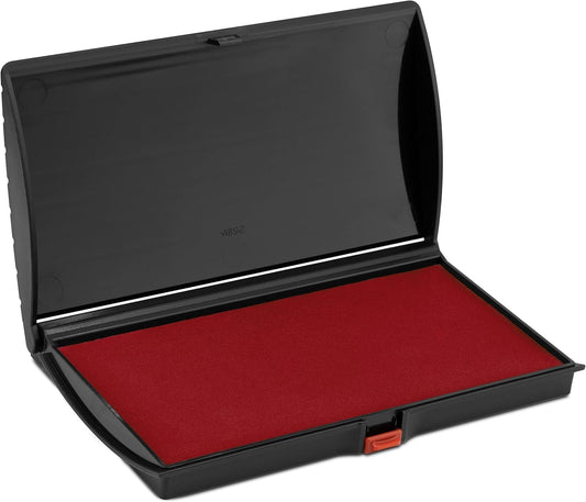 Large Premium Crimson Red Ink Stamp Pad - 3" by 6" - Quality Felt Pad - Case with Closing snap