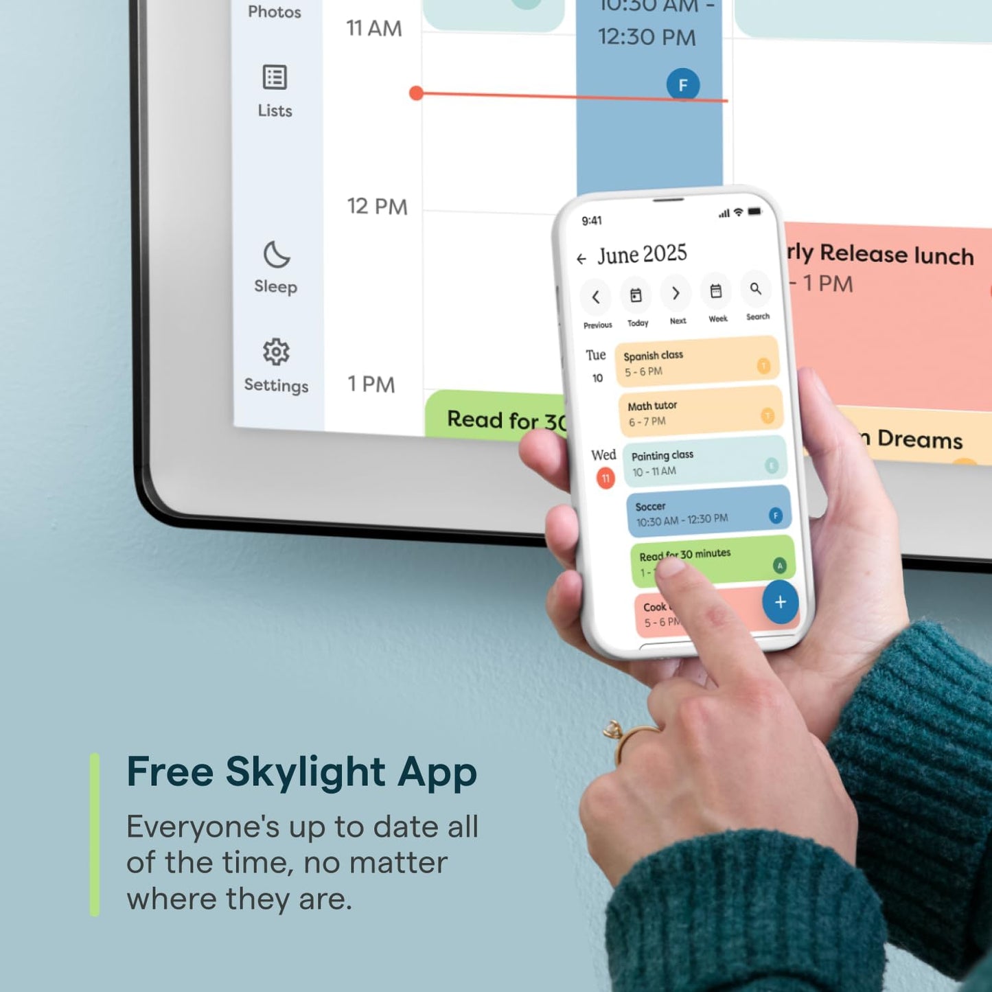 Skylight Calendar Max: 27-Inch Smart Digital Calendar & Chore Chart, Family Organizer with Interactive Touchscreen Display – Wall Mountable in Portrait or Landscape, Charcoal Shadowbox Frame