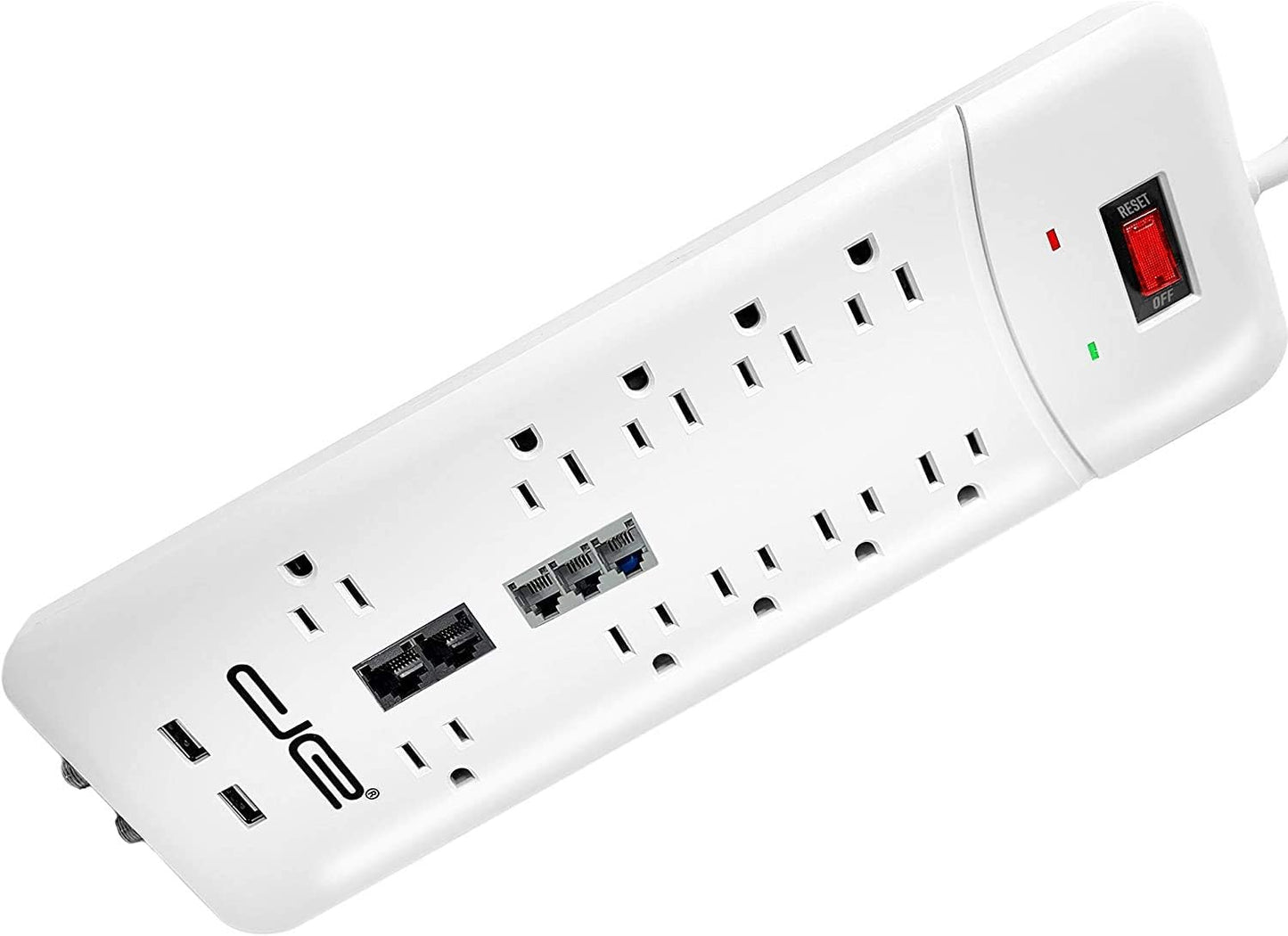 Digital Energy 10-Outlet Straight Plug 4050 Joules Heavy Duty Surge Protector (8 FT, WHT)