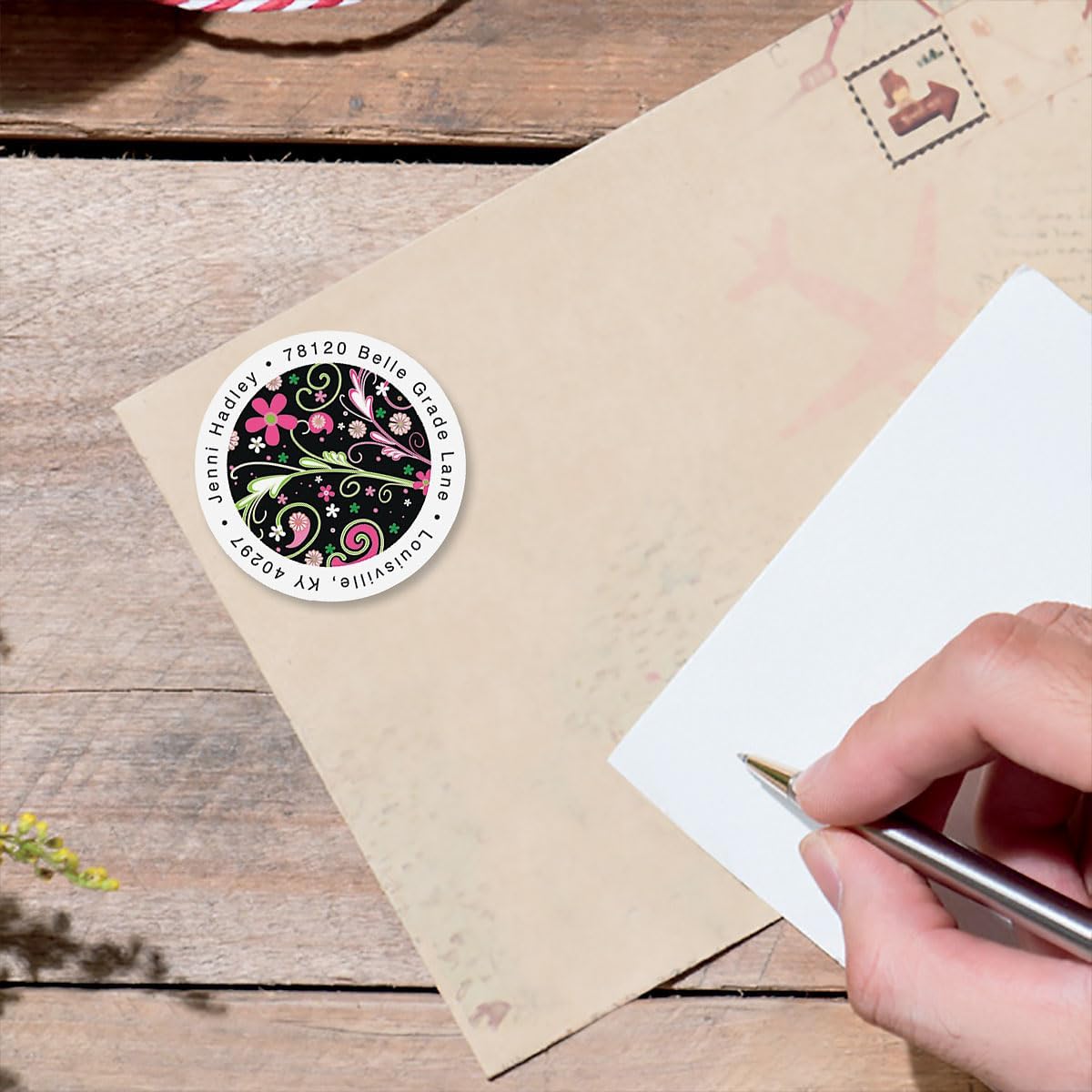 Colorful Images Fun Patterns Floral Return Address Mailing Labels, Personalize with Name & Address, Set of 144 Self Adhesive, Easy Peel Flat Label Sheets, Round, 3 Designs