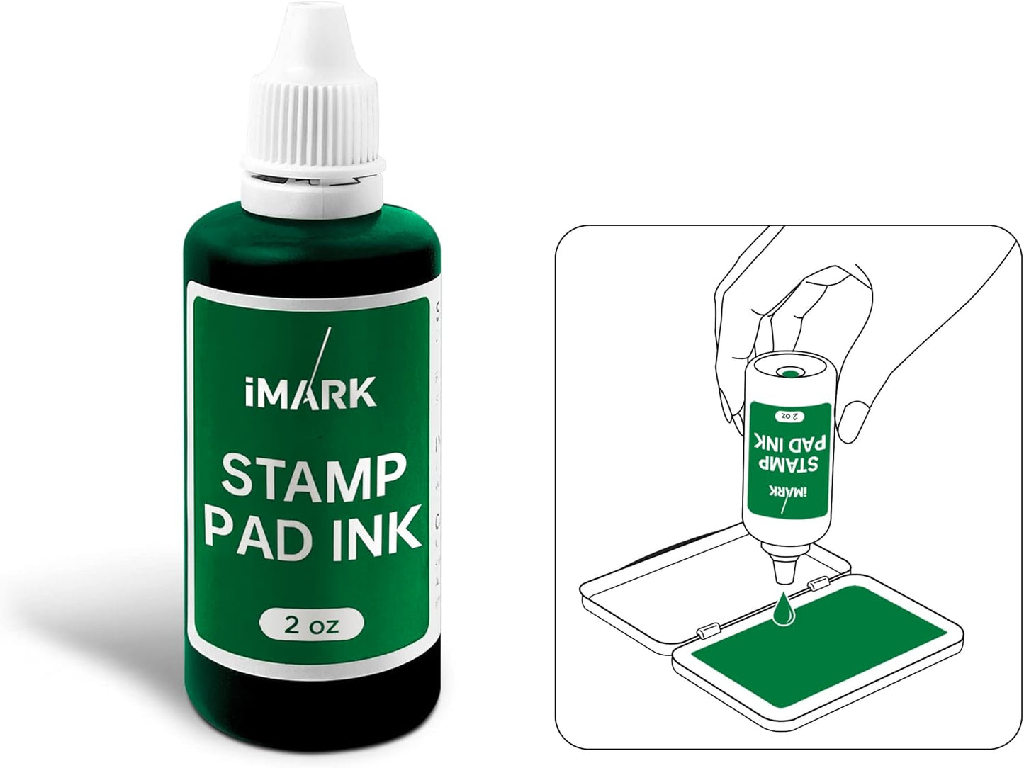 Premium Refill Ink for Self-Inking Stamps, Daters and Stamp Pads (2 oz, Green)