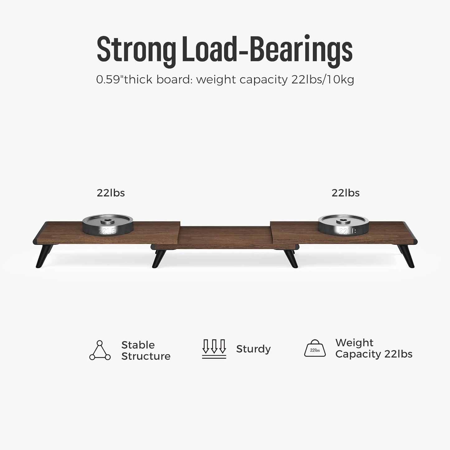 loukin Dual Monitor Stand Riser for Desk, 43.6"*8.2"*3.2" Large Computer Stand for 2 Monitors, Laptop, Printer, Length and Angle Adjustable Computer Shelf, Home Office,Max 43.6" Length(Brown)