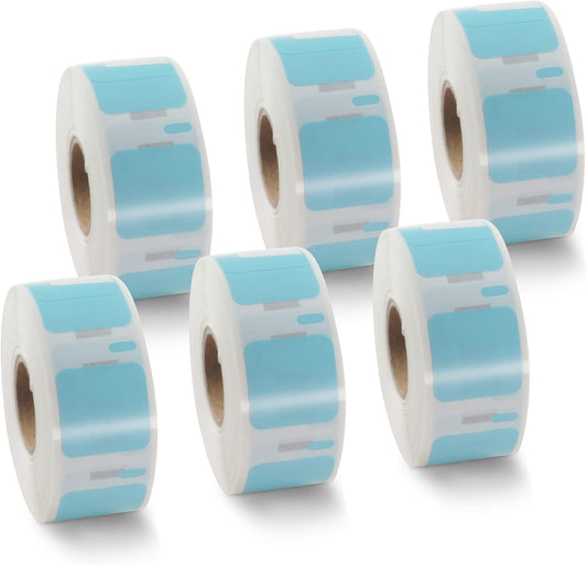 BETCKEY Colored Labels Compatible with Dymo 30332 (1" x 1") Square QR code's Multi-Purpose Labels, Compatible for Dymo LabelWriter 450, 4XL & Zebra Desktop Printers [6 Rolls, Light Blue]