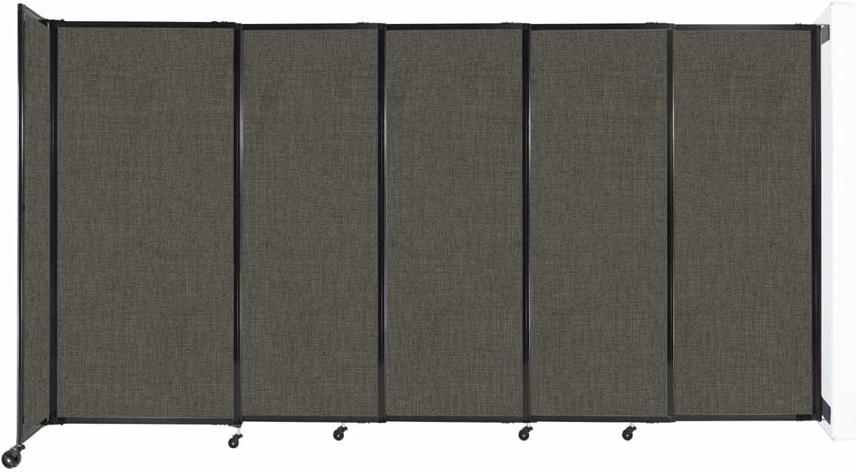 Wall-Mounted Sliding StraightWall Room Divider | Adjustable Widths | Locking Wheels | Room Separator | Up to 11'3" Wide x 6' Tall Mocha Fabric Panels