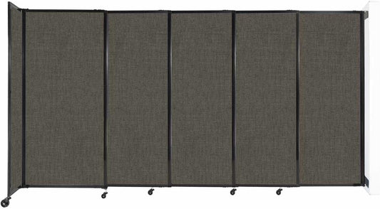 Wall-Mounted Sliding StraightWall Room Divider | Adjustable Widths | Locking Wheels | Room Separator | Up to 11'3" Wide x 6' Tall Mocha Fabric Panels
