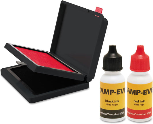 Trodat Two-Color Stamp Pad with Ink Refill, 4" x 2.38", Red/Black