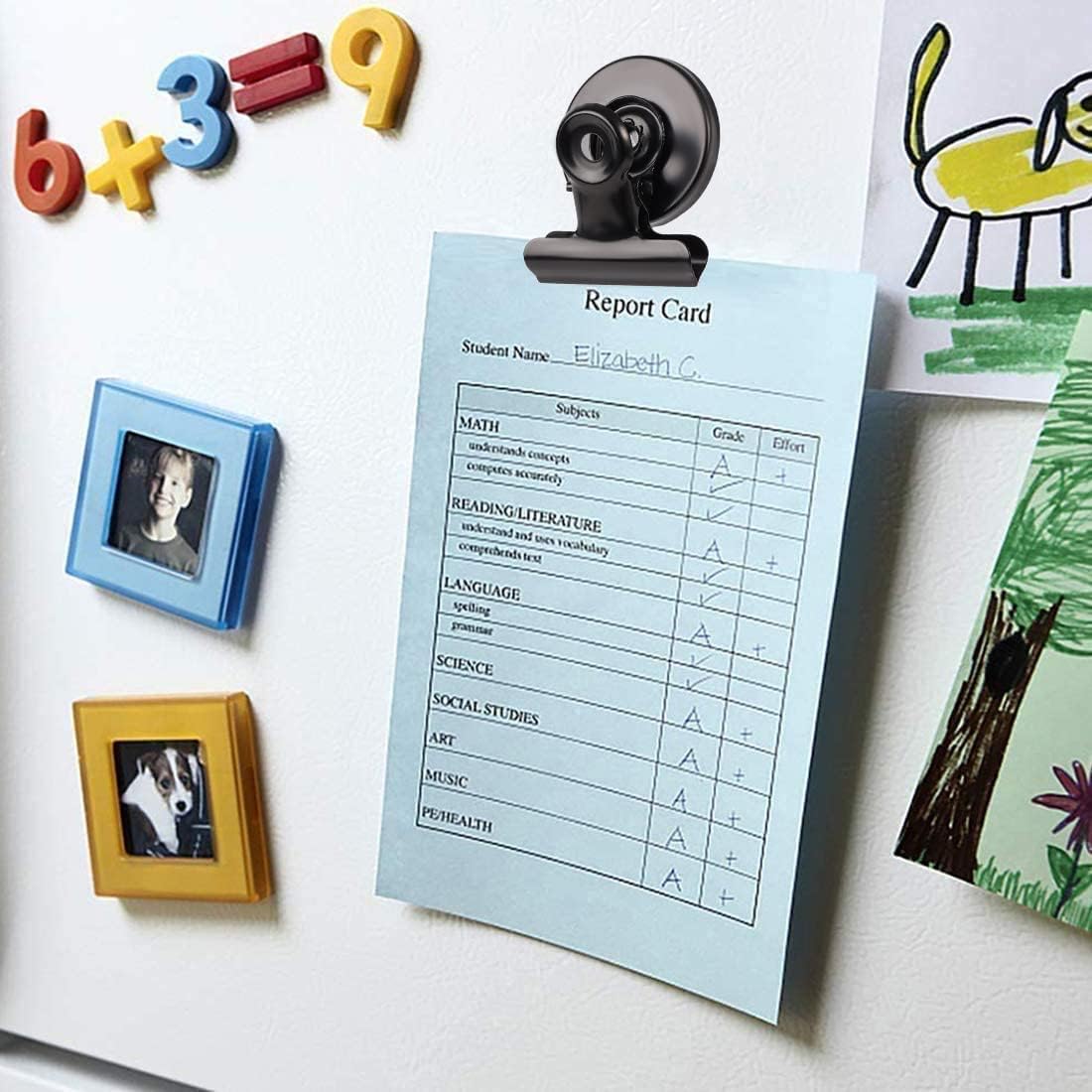 VNDUEEY 50 Pack Fridge Magnets Refrigerator Magnets, Magnetic Clips for Whiteboard Locker, Magnetic Paper Clips, Paperclip Dispenser Magnet Clips for Desk, School, Office (Black)