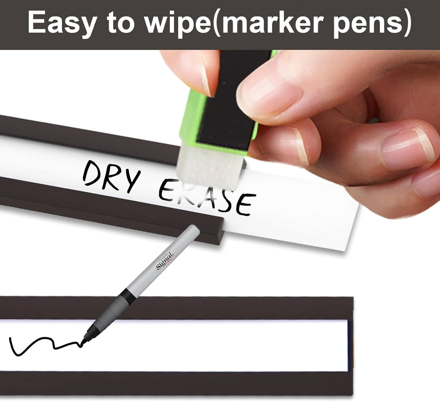 50 Pack Magnetic Label Holders, 'C' Channel Magnets Card Holders with Dry Erase Insert Label Card for Metal Racks and Shelves (0.5" x 3")