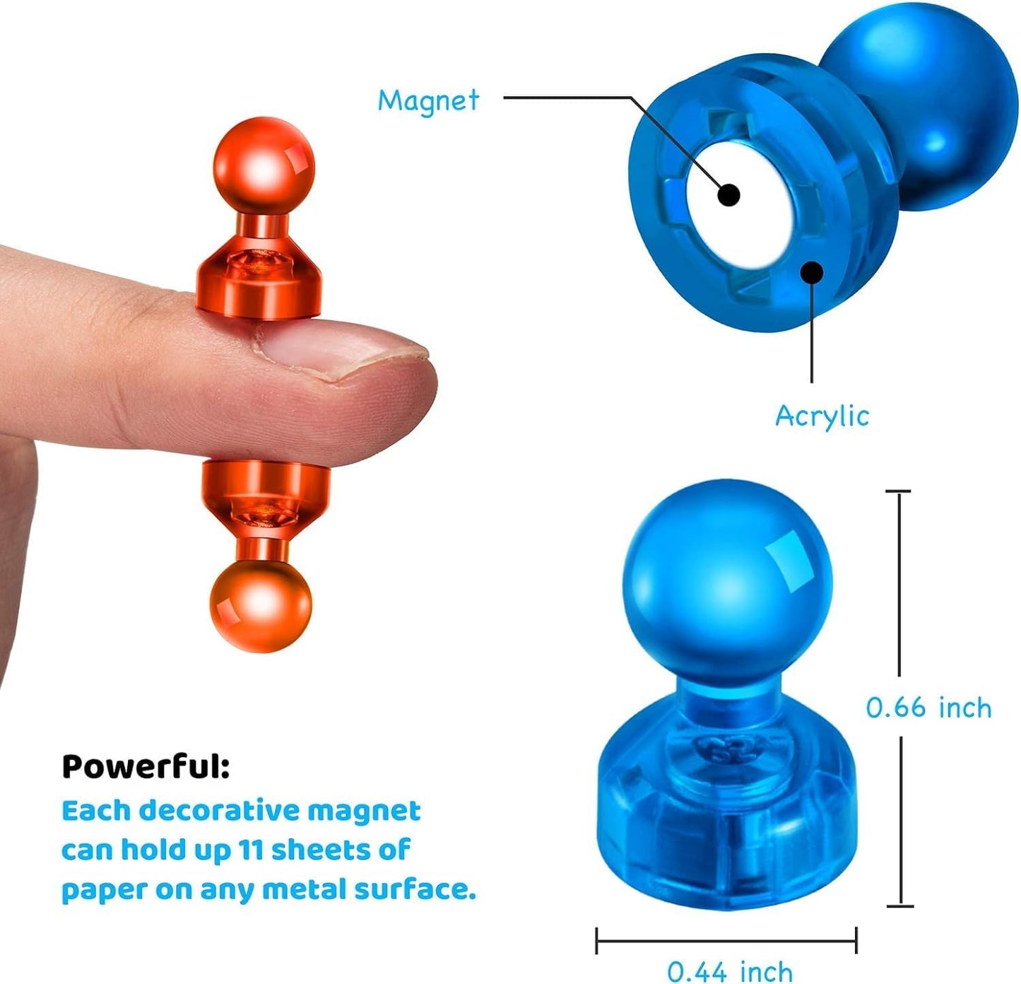 90 PCS Colorful Strong Magnetic Push Pin Magnets, Office/Classroom Magnets,8 Assorted Color, Perfect to use as Kitchen Home and School, Map Magnets,Whiteboard Magnets