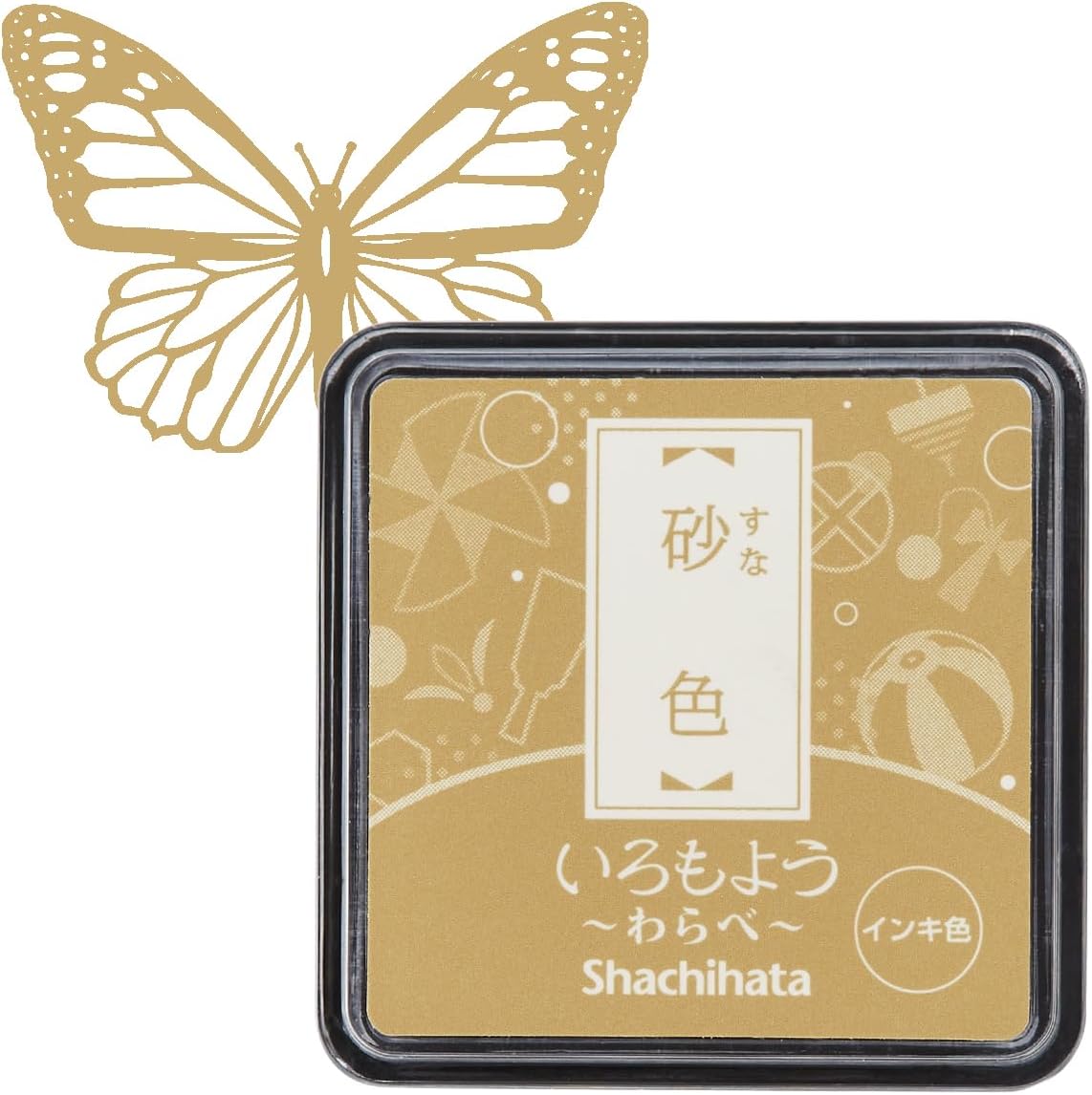 IROMOYO WARABE Stamp PAD, Small Traditional Japanese Ink Colour, Oil-Based Ink pad - Apricot