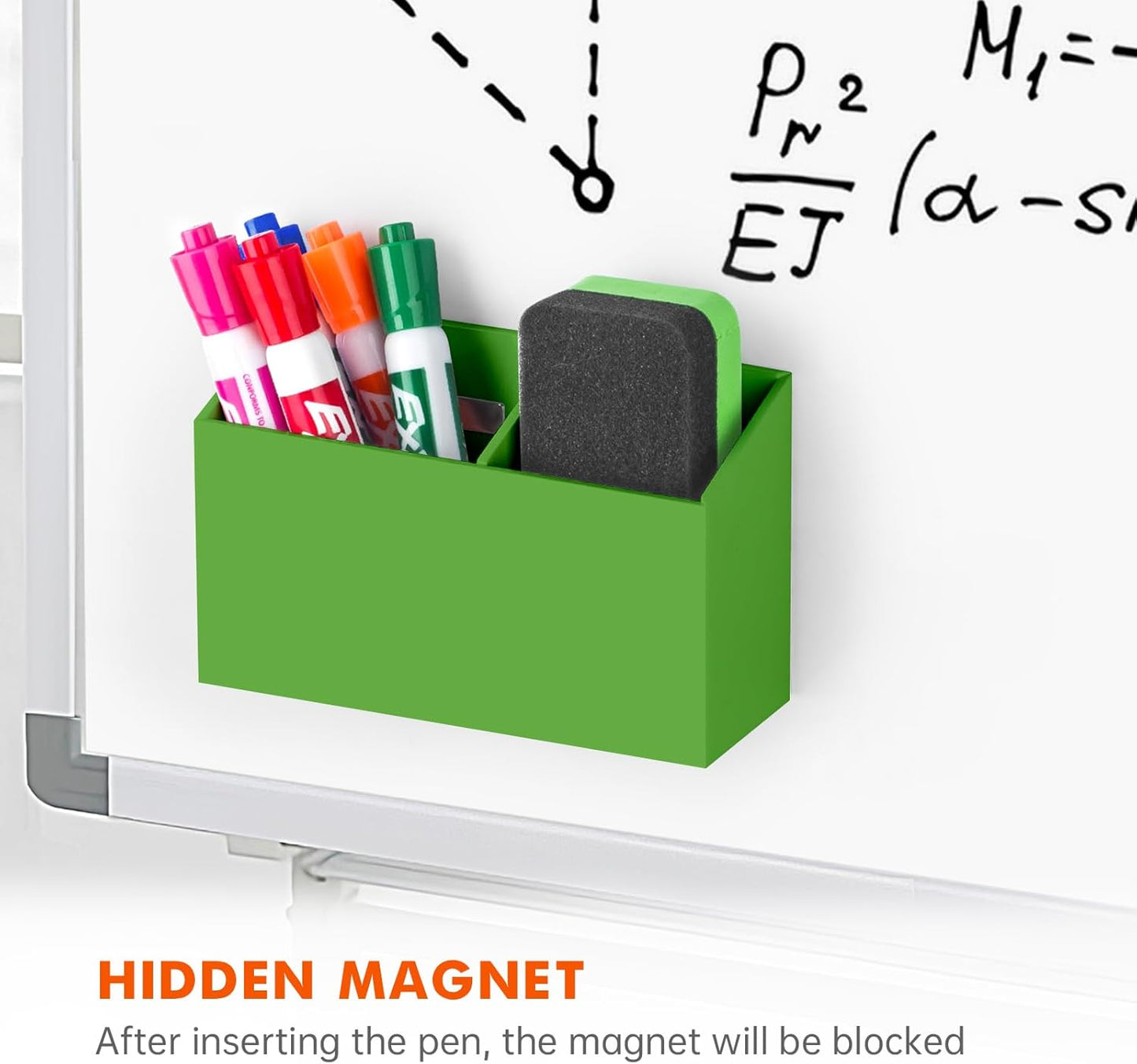 BEYGORM Magnetic Dry Erase Marker Holder for Whiteboard,Non-slip Acrylic Magnet Pen Holder for Fridge Refrigerator,Locker Organizer for Work,Locker Accessories,Pencil Cup for Desk(Green)