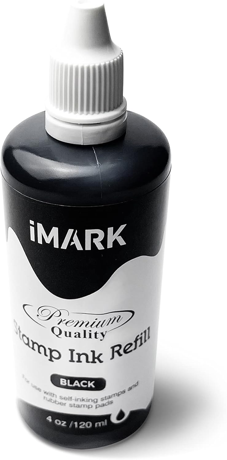 Premium Refill Ink for Self-Inking Stamps, Daters and Stamp Pads (4 oz, Black)