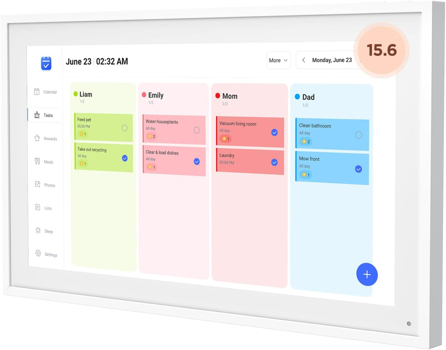 15.6 Inch Smart Digital Calendar, Wall Electronic Calendar, 1920 * 1080 IPS Full HD Touch Screen Display for Family Meal Planner Support - Streamline Household Organization