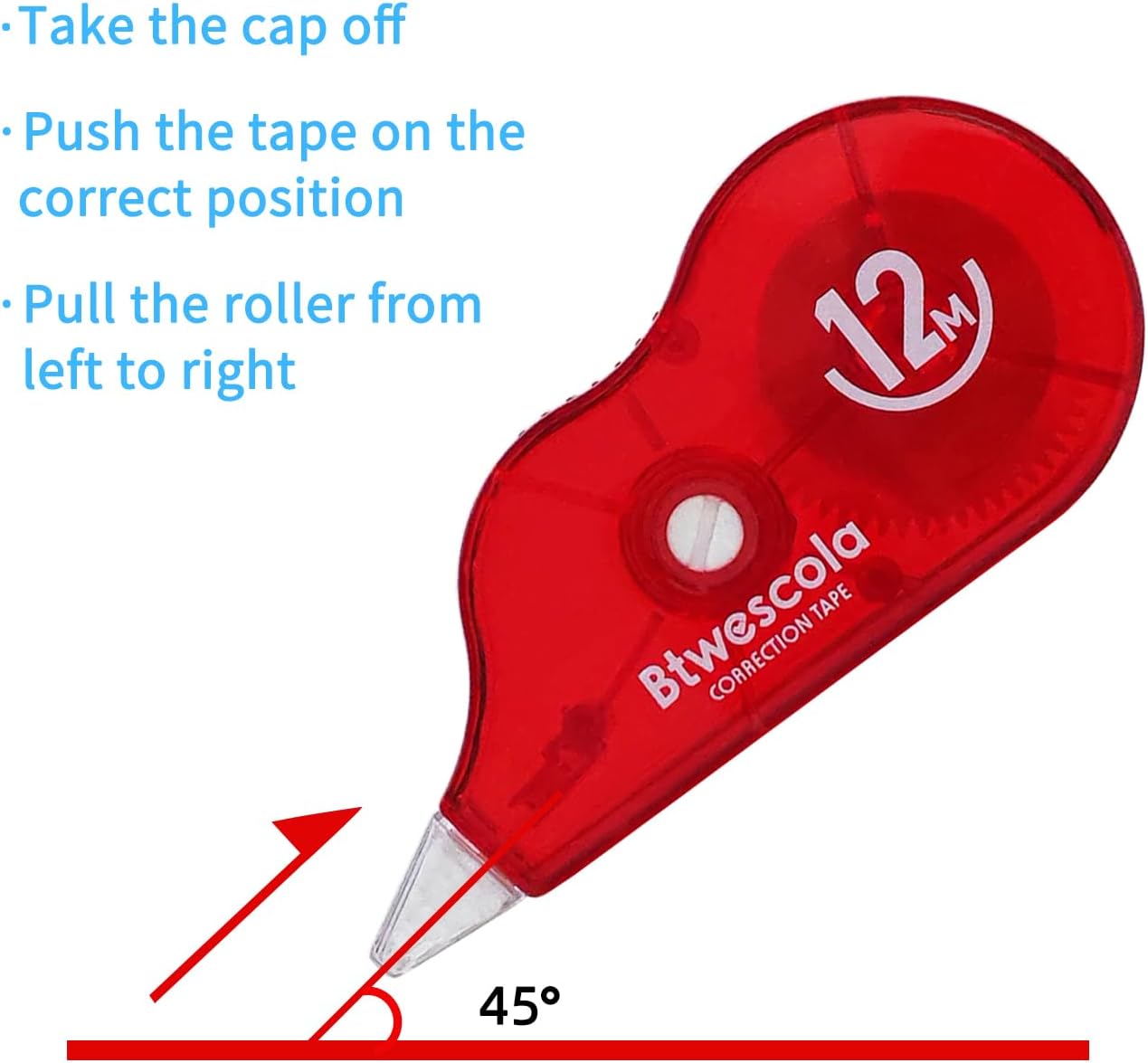 Correction Tape, 39.37FT Gift Packed Tear-Resistant Correction Tape, Tape for School, Office, With Roller Adjuster (9747-24pcs)