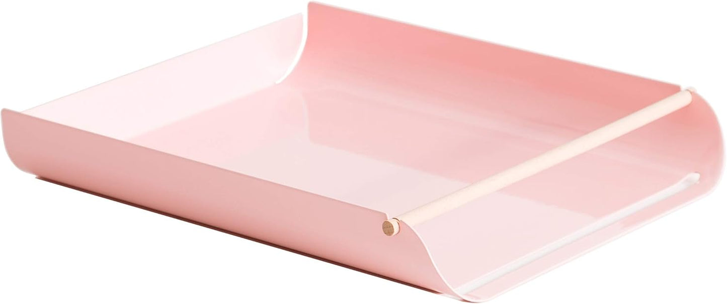 U Brands Metal Paper Tray, Letter Size, Desktop Accessory, Arc Collection, Pink, 3552A02-06