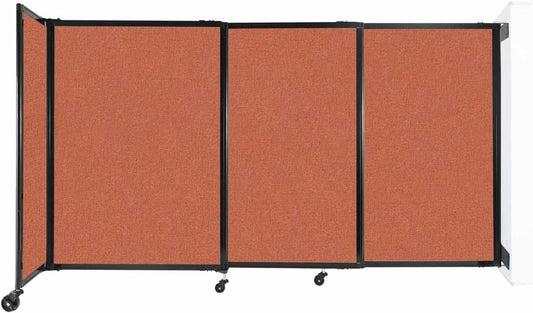 Wall-Mounted Sliding StraightWall Room Divider | Adjustable Widths | Locking Wheels | Room Separator | Up to 7'2" Wide x 4' Tall Papaya Fabric Panels