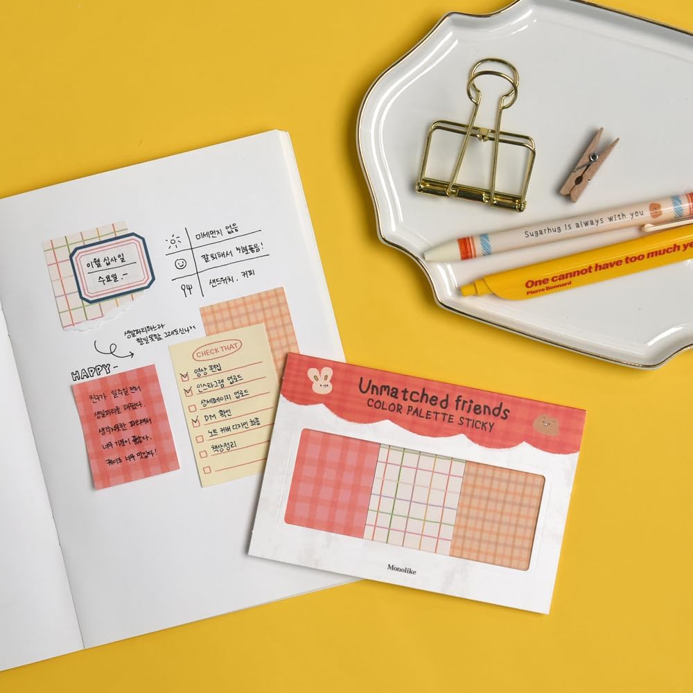 Monolike Color Palette Sticky Unmatched Friends B Set 4p - Self-Adhesive Memo Pad 30 Sheets