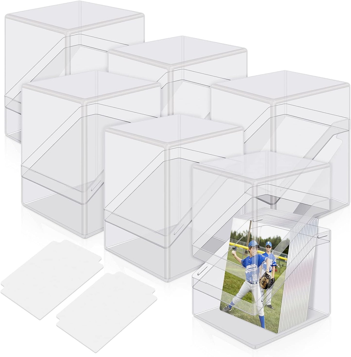 Mlikero Card Deck Cases, 6 Pack Acrylic Commander Deck Box Holding 100+ Sleeved Cards with 6 Dividers, Clear Card Storage Box Fit for MTG, TCG, Sports Cards