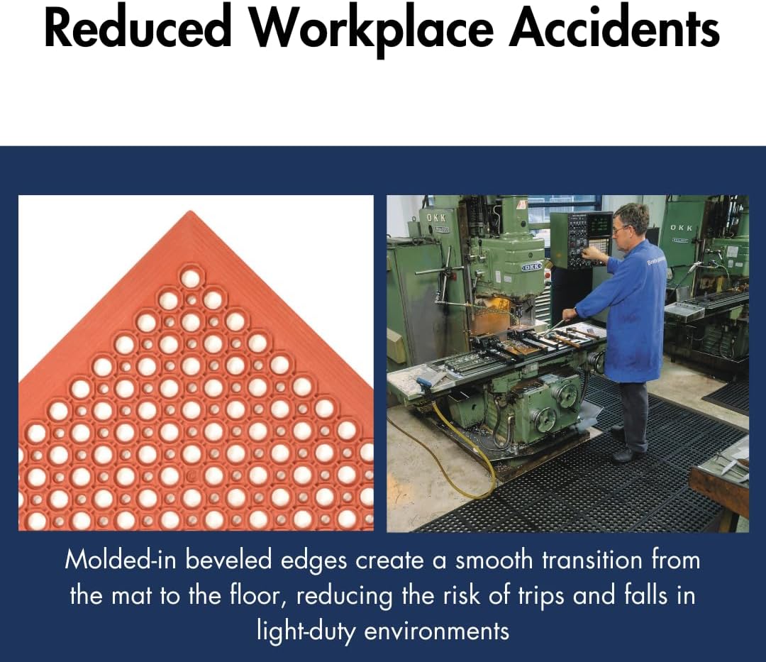 NoTrax 3' x 10' Anti-Fatigue Lightweight Restaurant Rubber Floor Mat with Drainage Holes, Beveled Edges, Non-Slip Mats, Black, T30 Competitor, T30S0310BL