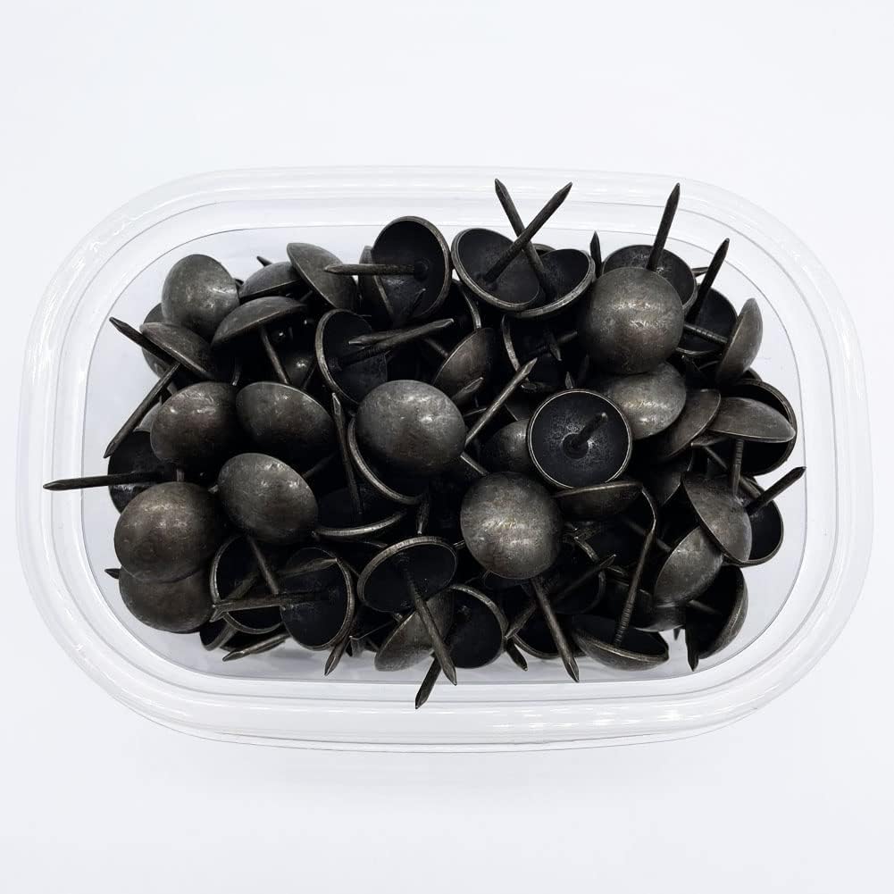 Let's Decorate 100PCS D16mm/0.63" Antique Black Upholstery Tacks, Passed Salt Spray Test for Outdoor Use, Garden Metal Thumb Tacks, Home DIY Decorative Nail Heads Nails (100, 16mm Antique Black)