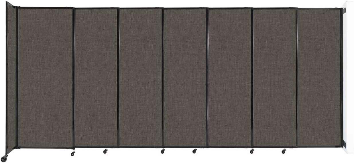 Wall-Mounted Sliding StraightWall Room Divider | Adjustable Widths | Locking Wheels | Room Separator | Up to 15'6" Wide x 6'10" Tall Mocha Fabric Panels