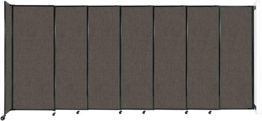 Wall-Mounted Sliding StraightWall Room Divider | Adjustable Widths | Locking Wheels | Room Separator | Up to 15'6" Wide x 6'10" Tall Mocha Fabric Panels