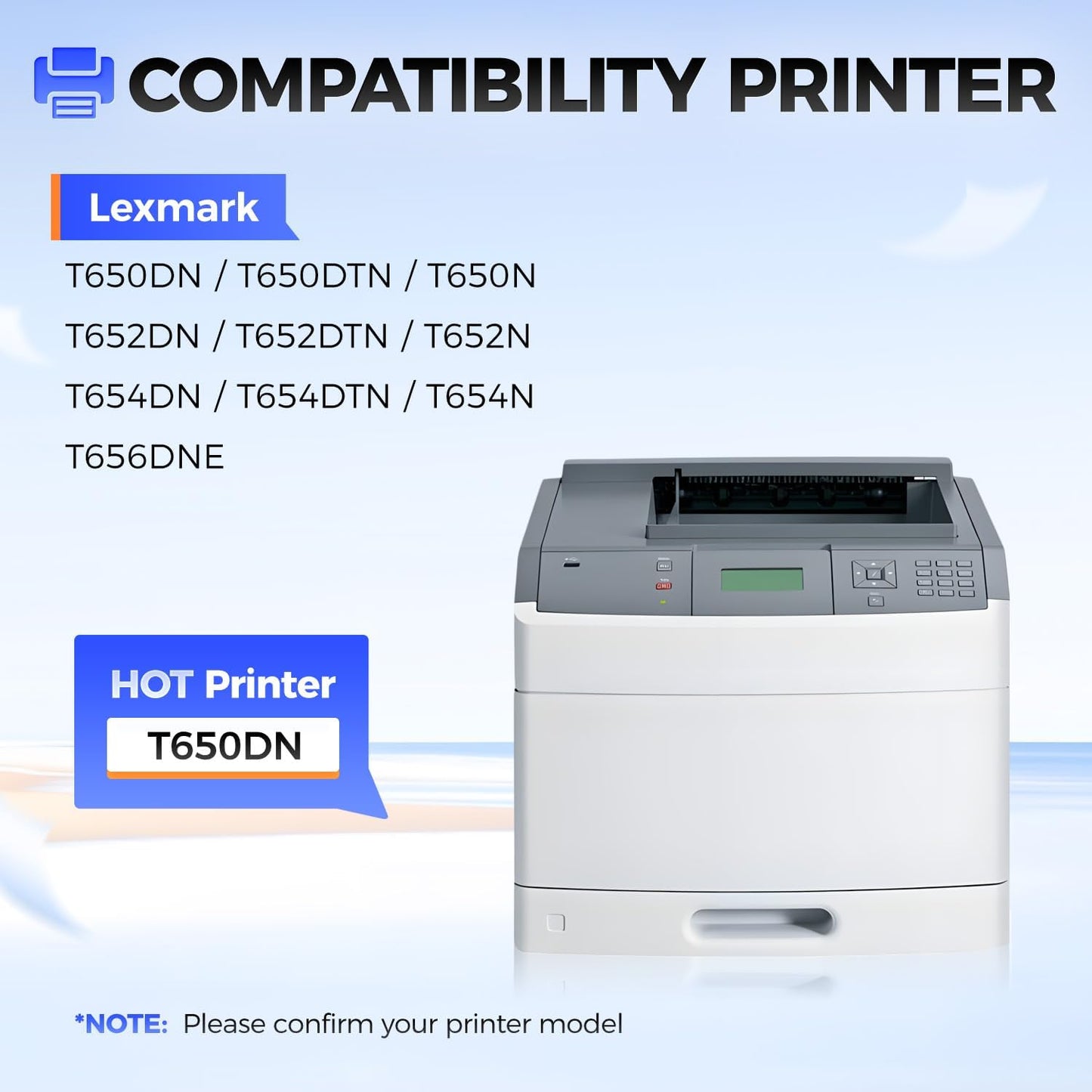 T650A11A Toner Cartridge with chip Black High Yield 1-Pack Replacement for Lexmark T650A11A Toner Compatible with Lexmark T650DN T650DTN T650N T652DN T652DTN T652N T654DN T654DTN T654N T656DNE Printer