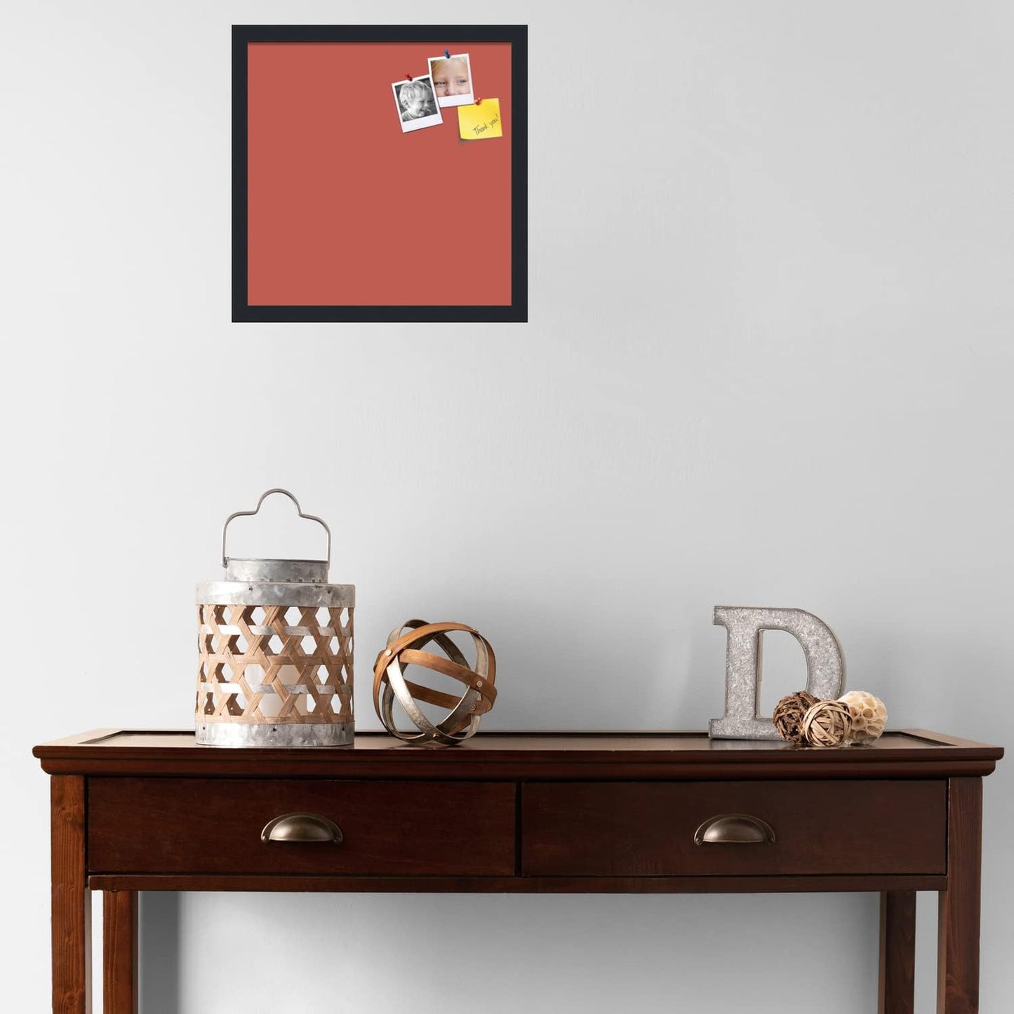 PinPix 16x16 Inch Cork Bulletin Board. This Decorative Framed Pin Board Comes with Crimson Pastel Design and a Satin Black Frame. Ideal for Home Office Decor or Message Board (PinPix-1807)