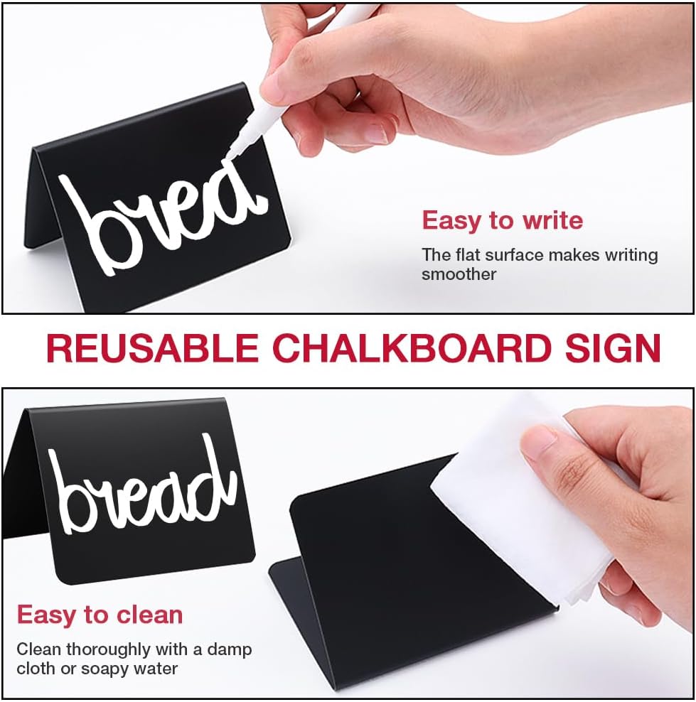 30 Pack Food Labels for Party Buffet, 4x3 Inches Mini Chalk Board Signs, Reusable Food Labels, Buffet Display, Name Tag