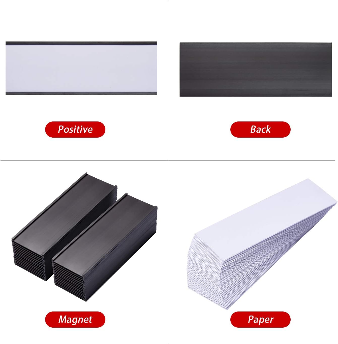 Eeoyu Magnetic Label Holders with Magnets Magnetic Data Card Holders with Clear Plastic Protectors for Metal Shelf, Whiteboard, Set of 50 (2 x 5.5 Inch)