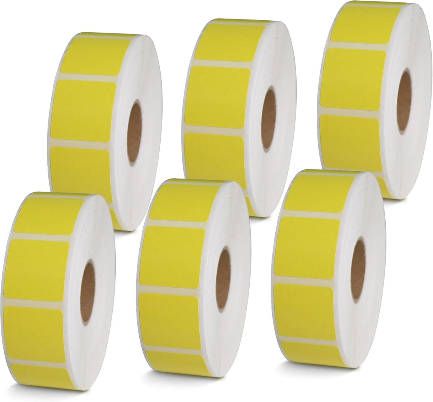 BETCKEY - 1" x 1" Square QR Code Labels Compatible with Zebra & Rollo Label Printer,Premium Adhesive & Perforated[Yellow, 6 Rolls, 8280 Labels]