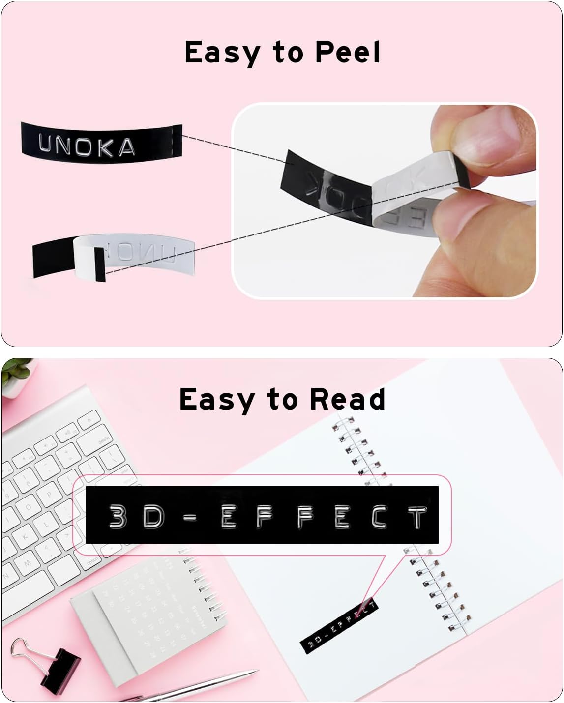 UNOKA Embossing Label Maker Tape Refills Replace for DYMO Organizer Xpress Embossed 1540 1550 1570 12965, Light Pink/Light Purple/Gold/Yellow/Silver/Clear/Black/Blue/Red/Green, 3/8in x 9.8ft, 10PK