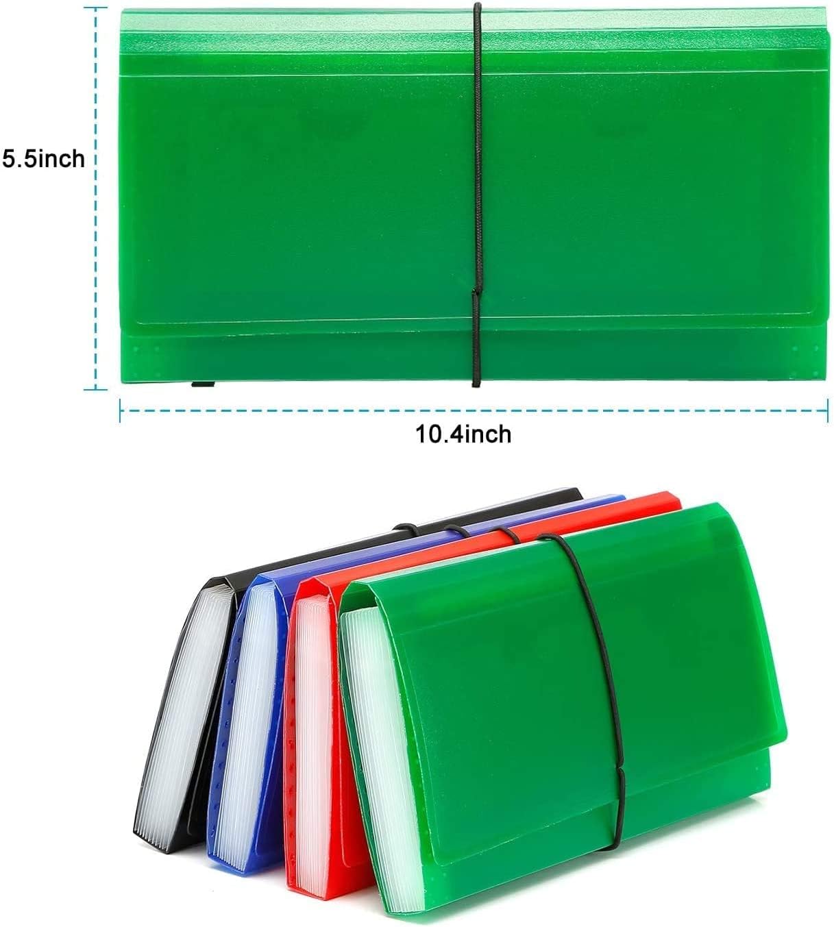 SEEKIND Expanding File Folder 4 Pack, 10.4' 5.5' Receipt Organizer Folder Accordion Folder Document with 13 Pocket for Office,Cards,Tickets-Water Resis