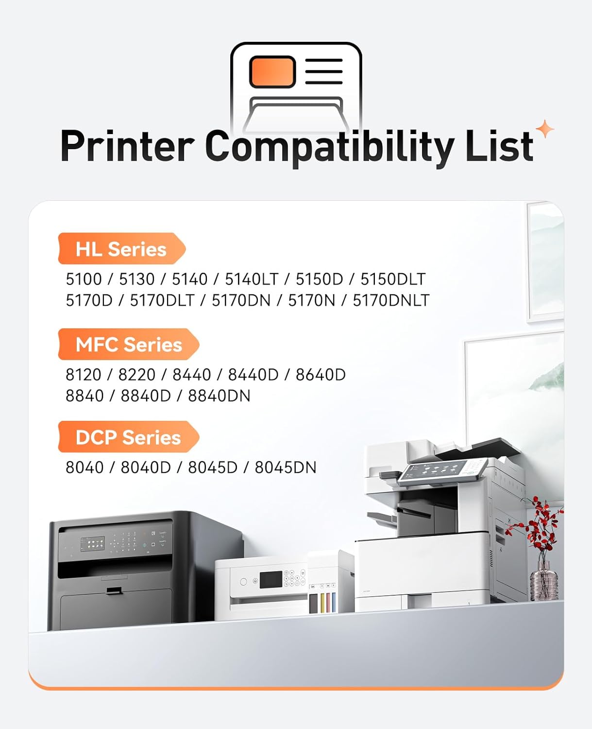 TN540 Toner Cartridge Black 1-Pack High Yield Replacement for Brother TN-540 Compatible with Brother DCP-8040 8045D 8045DN HL-5130 5140 HL-5150DLT HL-5170N MFC-8120 MFC-8440 MFC-8640D MFC-8840 Printer