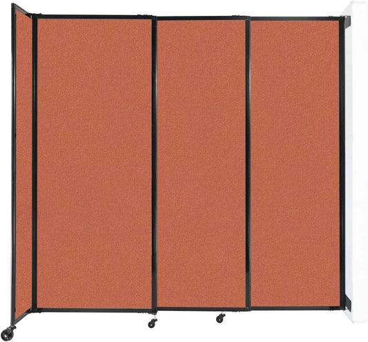 Wall-Mounted Sliding StraightWall Room Divider | Adjustable Widths | Locking Wheels | Room Separator | Up to 7'2" Wide x 6'10" Tall Papaya Fabric Panels