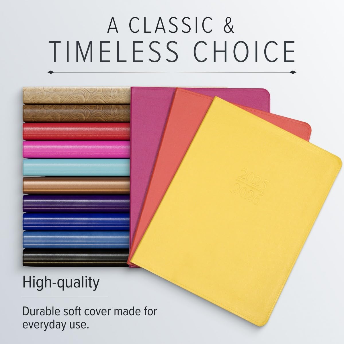 Gallery Leather Academic Planner 2025-2026, Teacher and Student Weekly Monthly Planner, Elegantly Bound Calendar with Gold-Gilded Page Edges, 18 Months - Caribbean Red - 9x7"