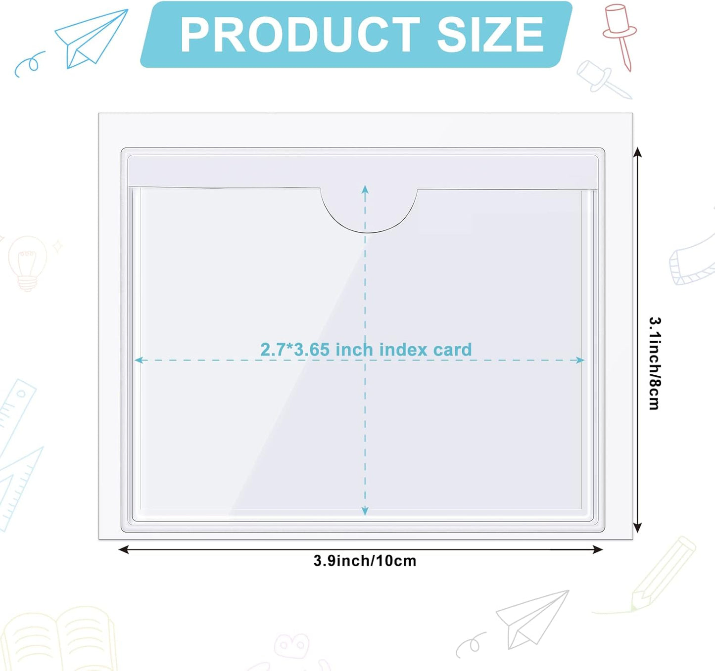 Chinco 50 Pack Clear Adhesive Pockets, Labels for Storage Bins, Plastic Self Adhesive Index Card Holder with Top Open for Organizing Bins Box Drawer(3.1 x 3.9 Inches)