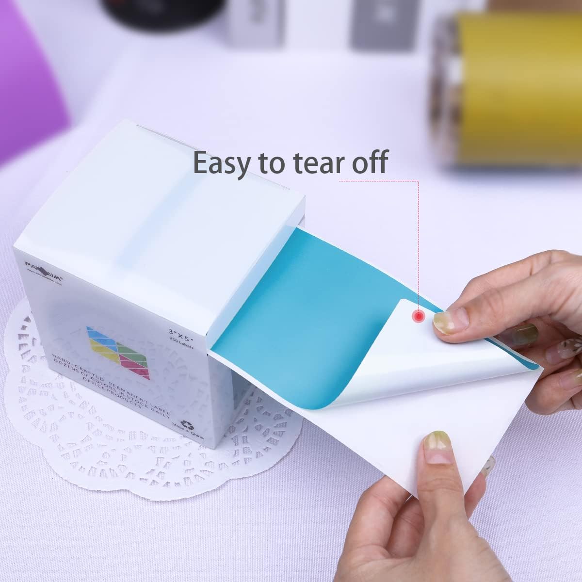 PARLAIM 3" x 5" Rectangle Adhesive Color Code Stickers,250 per Dispenser Box Roll Square Label Inventory Stickers Teal